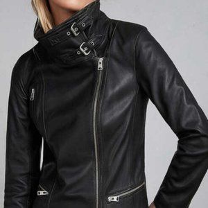 ALL SAINTS BALES BIKER LEATHER JACKET BLACK 2